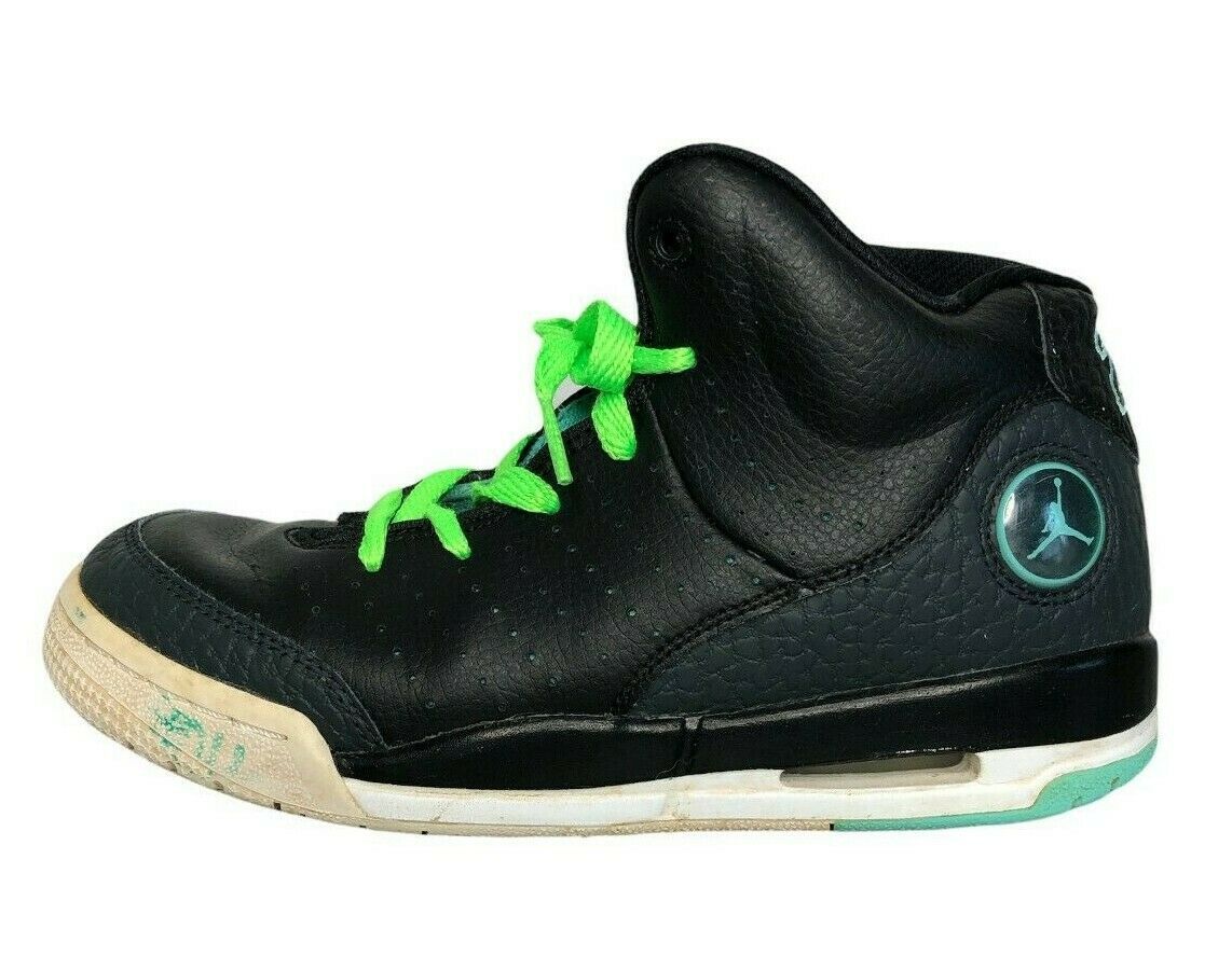 Primary image for Nike Air Jordan Black White High Top Sneakers Aqua Logo Boys 5 Youth 819473
