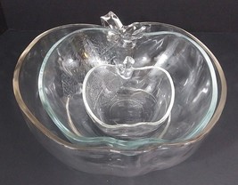 Apple Shaped Glass Serving Nesting Bowls Various Sizes Set Of 3 See Desc... - $19.50