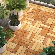 vidaXL Decking Tiles 10 pcs 11.8&quot;x11.8&quot; Solid Wood Teak - $133.73