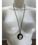 Lady Skull Skeleton lolita Cameo Pendant Necklace Bronze Chain Gothic Em... - $10.84 CAD