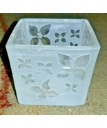Party Lite 2 &quot; Square Frosted Floral Glass Candle Holders P9521G - £7.02 GBP