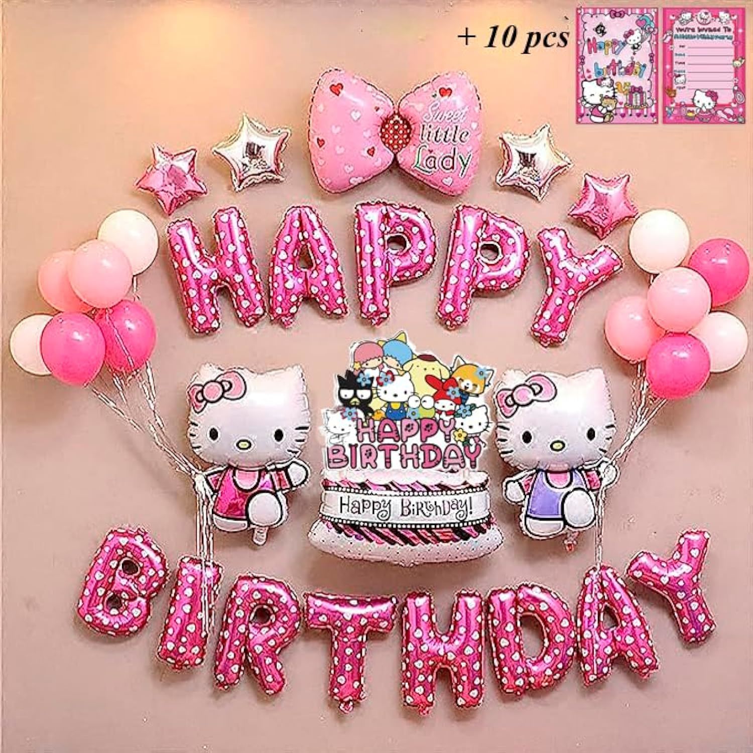Primary image for 24 Pc Hello, Kitty Happy Birthday Banner  Fun Set Party Supplies Decoration  Col