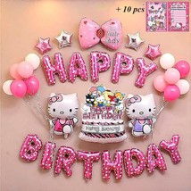 24 Pc Hello, Kitty Happy Birthday Banner  Fun Set Party Supplies Decoration  Col - £25.19 GBP