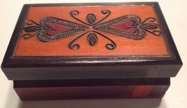 Wood Hand Carved Hinged Trinket Jewelry Box - £11.06 GBP