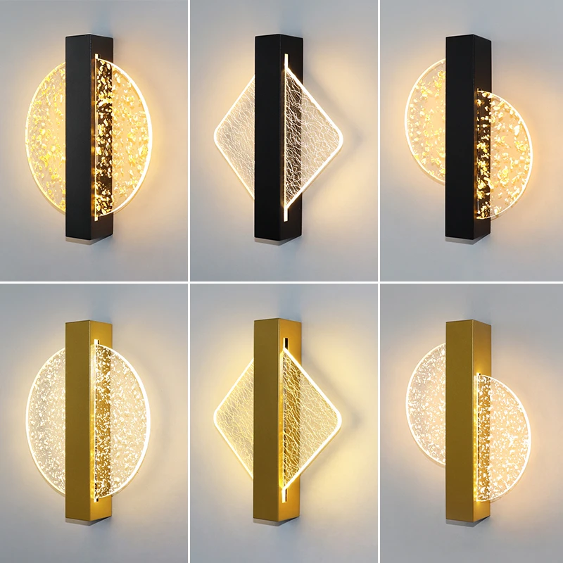 Luxurious Acrylic Wall Lamp Gold Foil Modern LED Indoor Wall Light 10W Nordic - £22.07 GBP+