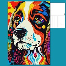  &quot;Funky Swagger&quot; - Colorful Modern King Charles Spaniel Dog Postcard  - £4.76 GBP