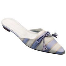 CARLO ALBERTO Women&#39;s Shoes Lavender Striped Fabric/Leather Flat Mules Size 8M - £17.72 GBP