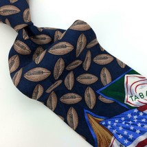 TABASCO USA Tie Football Sports American Flags Blue Red Brn Silk Necktie I15-337 - £12.44 GBP