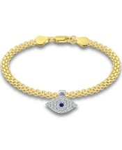 Giani Bernini Cubic Zirconia Evil Eye Charm Bismark Chain Bracelet - £47.96 GBP