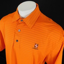 FJ Footjoy Men Orange Striped Golf Polo Shirt Maryland Shield Sz XL - £23.83 GBP