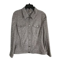 Chicos Womens Jacket Adult Size 3=XL Gray Brown Cheetah Long Sleeve Pockets - $26.22