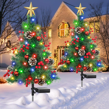 2 Pcs Solar Christmas Tree Lights Decorations Outdoor Waterproof, 40 LED Lights  - £20.31 GBP