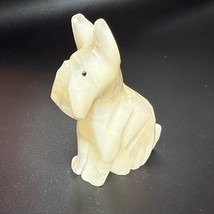 Hand-Carved White Onyx Scottie Dog Figurine Vintage Stone Scottish Terrier - $184.52 MXN