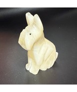 Hand-Carved White Onyx Scottie Dog Figurine Vintage Stone Scottish Terrier - $184.53 MXN
