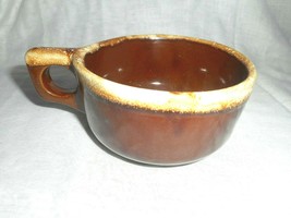 Western Stoneware Brown Drip Glaze Soup Cups Mugs Maple Leaf WS Stamped ... - $10.99