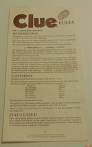 1972 CLUE Board game Replacement Instructions Parker Brothers Piece Part - £7.75 GBP