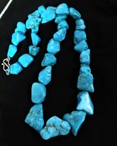 Turquoise Tumble Beads Necklace, Large Turquoise Gemstones Necklace - £169.43 GBP