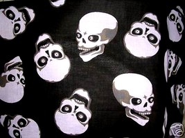 WILD &amp; WICKED GOTHIC EVIL SKULLS BLACK GRAY WHITE BANDANA HEAD WRAP SCARF - $3.99
