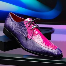 Andretti Genuine Ostrich Leg Dress Derby's Tasseled Laces Shoes Pink / Purple image 11