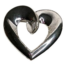 Anne Klein AK Silver Plated Polished Curve Heart Brooch Pin Womens Jewelry - $14.74