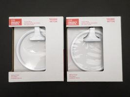 NEW Lot of 2 Project Source Seton Metal White Towel Rings New-In-Box - £14.35 GBP