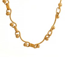 Yhpup 2022 New Stainless Steel Chain Tarnish Free 18k Gold Plated Necklace Brace - £24.20 GBP