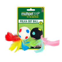 MULTIPET Polka Dot Ball with Feather 2pk - $674.62 MXN