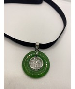 Vintage Green Jade Choker Deco Necklace - £36.87 GBP