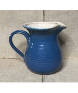 Artist Signed Cesari Art Pottery Blue Pitcher Vase Decor Rustic Cottagecore - £21.80 GBP