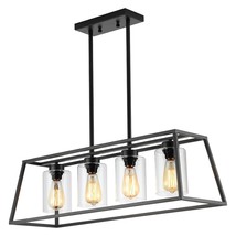 Black Farmhouse Chandeliers For Dining Room, Rustic Kitchen Island Light Fixture - £187.63 GBP