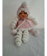 Kitsch Mid-century Yawning Pink Hand Knit Baby Girl Plastic Face - £9.48 GBP