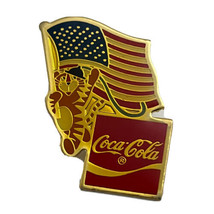 1996 Coca-Cola South Korea Olympics Hodori Tiger USA American Flag Lapel Hat Pin - £4.68 GBP
