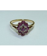 Antique 10K Karat P Plumb Yellow Gold Ring, Rubies and .06CT Diamonds US... - $4,892.26 MXN