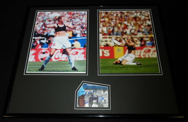 Primary image for Brandi Chastain Signed Framed 16x20 Photo Display 1999 World Cup Goal Team USA
