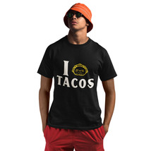 Men&#39;s Graphic Tees Short Sleeves Crew Neck I Love Tacos Black T-Shirt Si... - £10.59 GBP