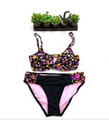 NWOT Bloomingdale’s Push-up Black Floral Bikini 2pc Set Size Small - £38.54 GBP