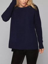 Athleta Navy Merino Wool Blend Shaker Knit Tunic Crewneck Sweater Size S... - $355.23 MXN