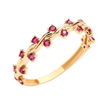 14K Yellow Gold Plated Silver Ladies Eternity Ring 0.50 CT Lab-Created Red Ruby - £59.56 GBP