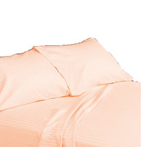 15 " Pocket Peach Stripe Sheet Set Egyptian Cotton Bedding 600 TC choose Size - $65.99