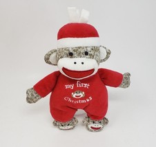 8&quot; Baby Starters 2018 My First Christmas Sock Monkey Stuffed Animal Plush Toy - £29.27 GBP