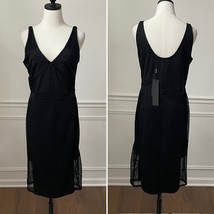 NWT Kardashian Kollection Black Tank BodyCon Dress Mesh Sides L - $377.69 MXN