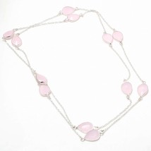 Rose Quartz Pear Shape Handmade Fashion Ethnic Necklace Jewelry 36&quot; SA 6833 - £3.98 GBP