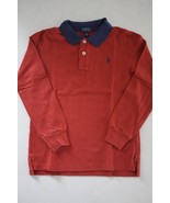 RALPH LAUREN Boy&#39;s Long Sleeve Red Cotton Polo Shirt size 7 - €11,01 EUR