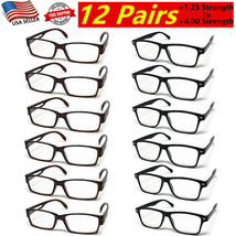 12 Pairs Reading Glasses Men Women Unisex Readers Square Rectangle Frame - £15.17 GBP