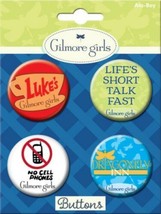 The Gilmore Girls TV Series Images Round Button Set of 4 NEW MINT ON CARD - £4.31 GBP