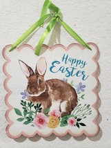 Easter Spring Bunny Rabbit HAPPY EASTER  Metal Hanging Wall Decoration NEW - £11.83 GBP