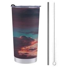 Mondxflaur Sky Steel Thermal Mug Thermos with Straw for Coffee - $20.98