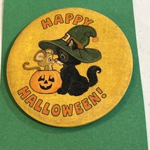 1979 Hallmark Halloween Cat Mouse Jack-O-Lantern Pin Button 2.25” - See ... - $4.94