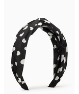 Kate Spade Love Hearts Silk Headband Black White Knotted Hair Band - £31.64 GBP
