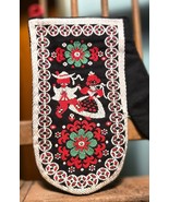 Vtg Austrian Woven Floral Folk Art Embroidered Oven Mitt Dancing Couple ... - $34.83